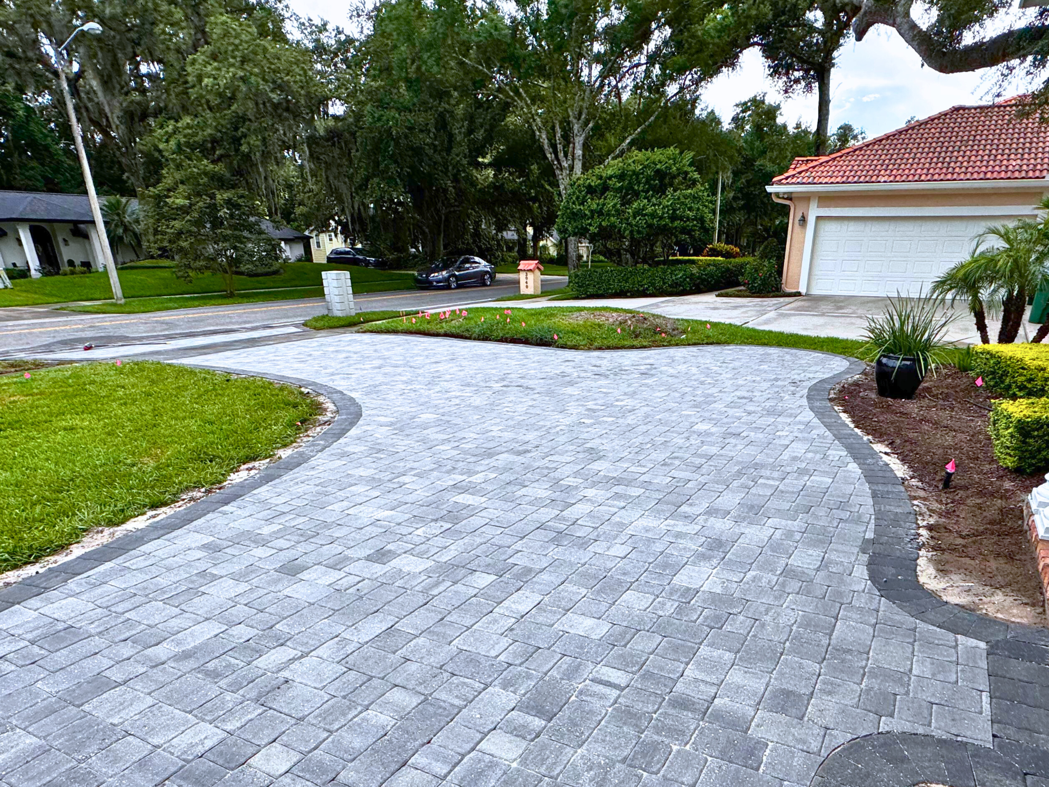 Beautiful paver driveway installation